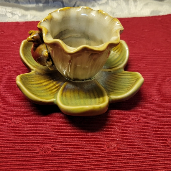 Vtg Ceramic Candle Holder| 2 Ladybugs On A Lotus Flower Pre 2000 - Picture 4 of 6